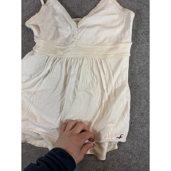 Y2K Hollister Babydoll Spaghetti Strap Blouse Womens XS White Coquette Ruffles - Picture 7 of 8